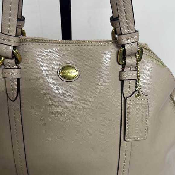 COACH Peyton Sand Beige Taupe Leather Cora Dome Satchel Handbag Purse - Picture 2 of 16